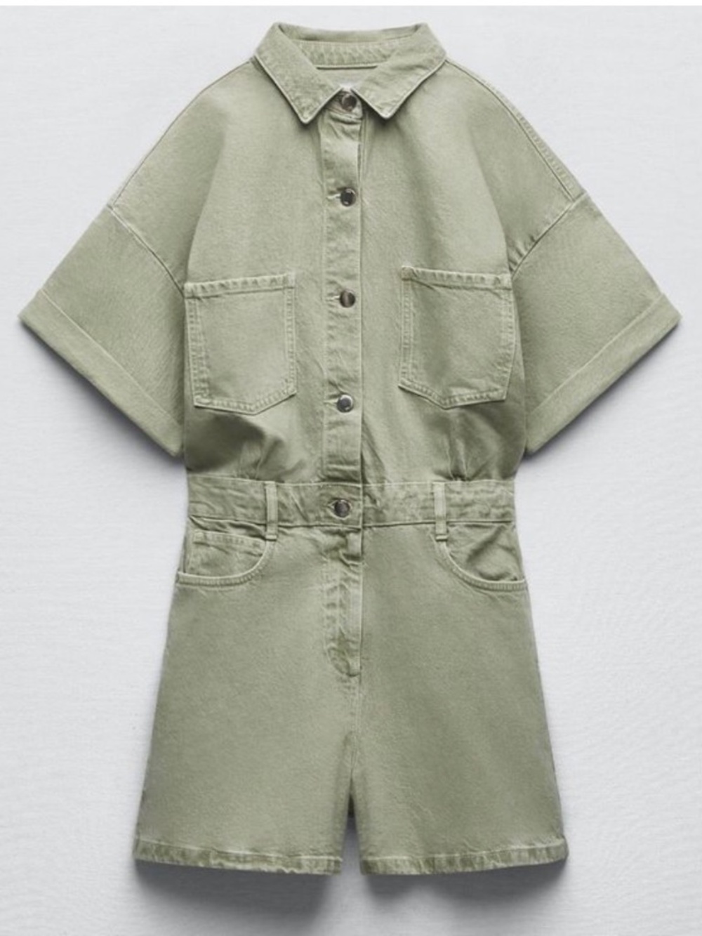Zara green denim utility playsuit